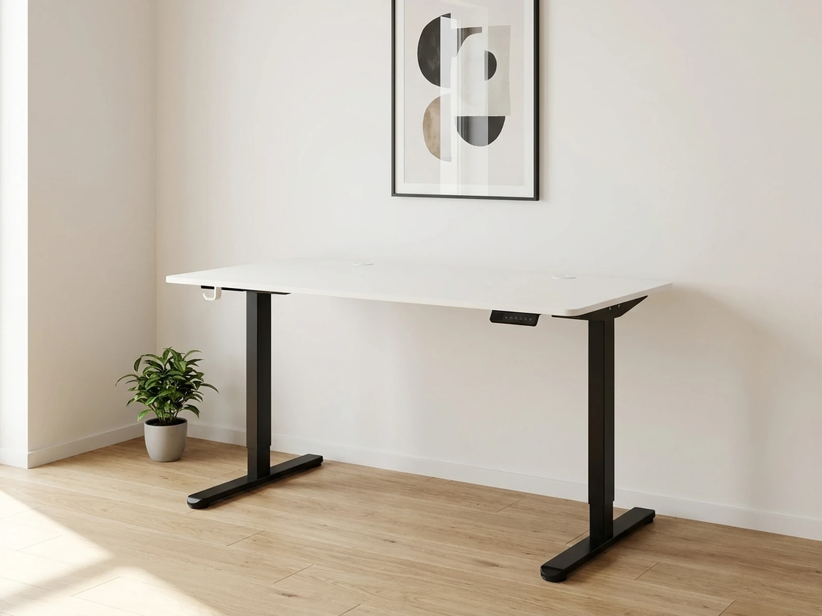 Biurko Elektryczne Podnoszone 140x60 cm - Białe