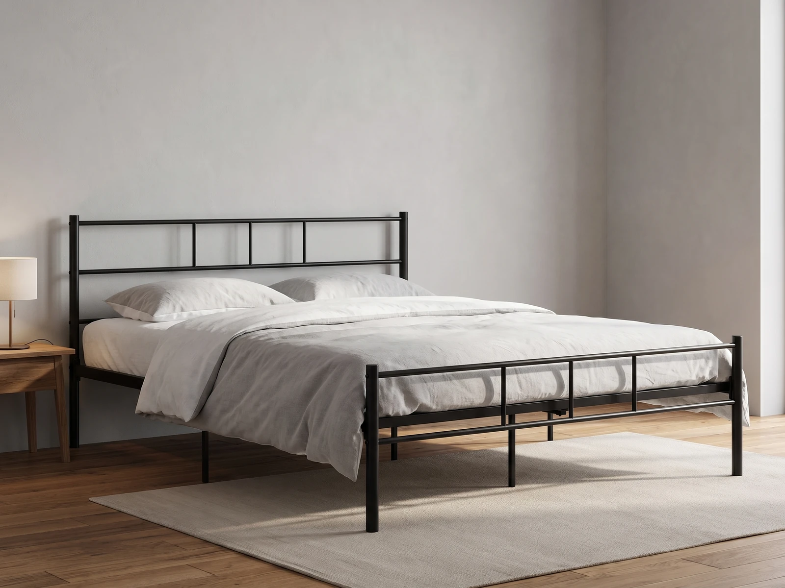 Łóżko Metalowe 160x200 cm ze Stelażem Czarne - Torgus