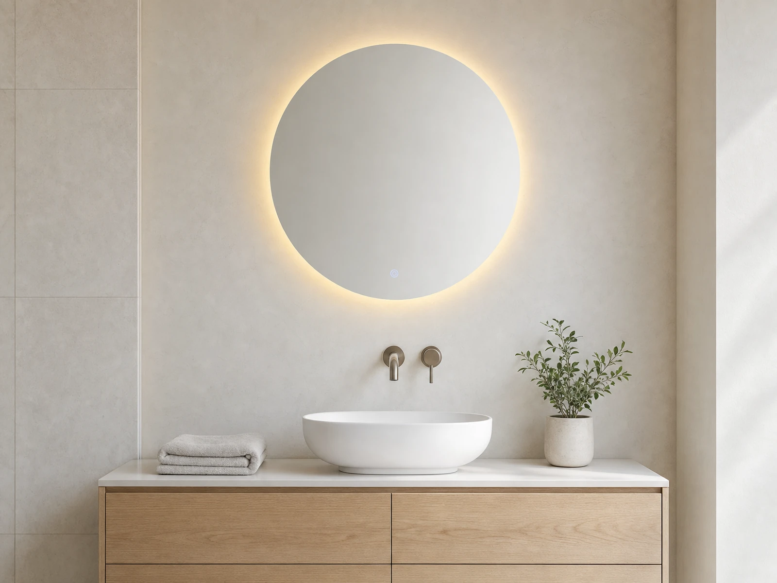 Lustro łazienkowe LED okrągłe 60 cm - 3 barwy światła