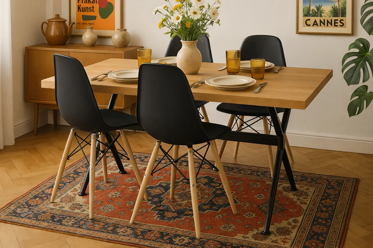 Stół Loft Dębowy 120x80 + Krzesła Skandynawskie