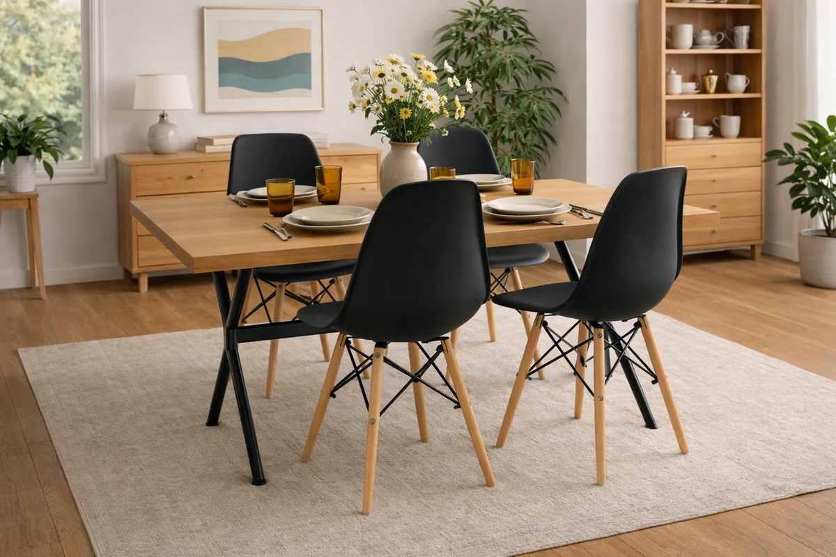 Stół Loft Dębowy 140x80 + Krzesła Skandynawskie