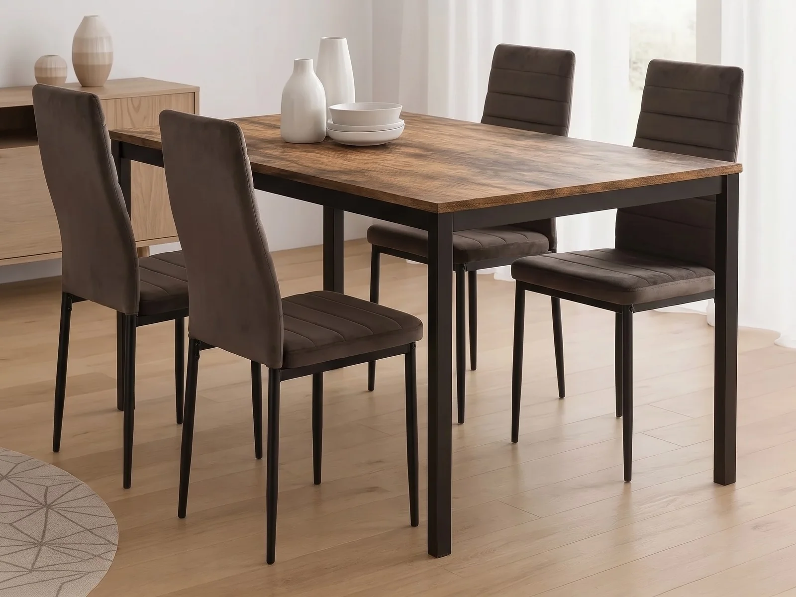 Stół Loft Dąb Postarzany 120x60 + Krzesła AXELL - Torgus
