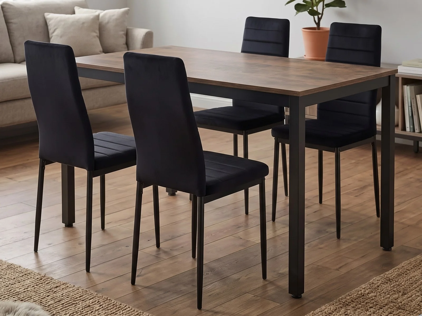 Stół Loft Dąb Postarzany 120x60 + Krzesła AXELL - Czarne