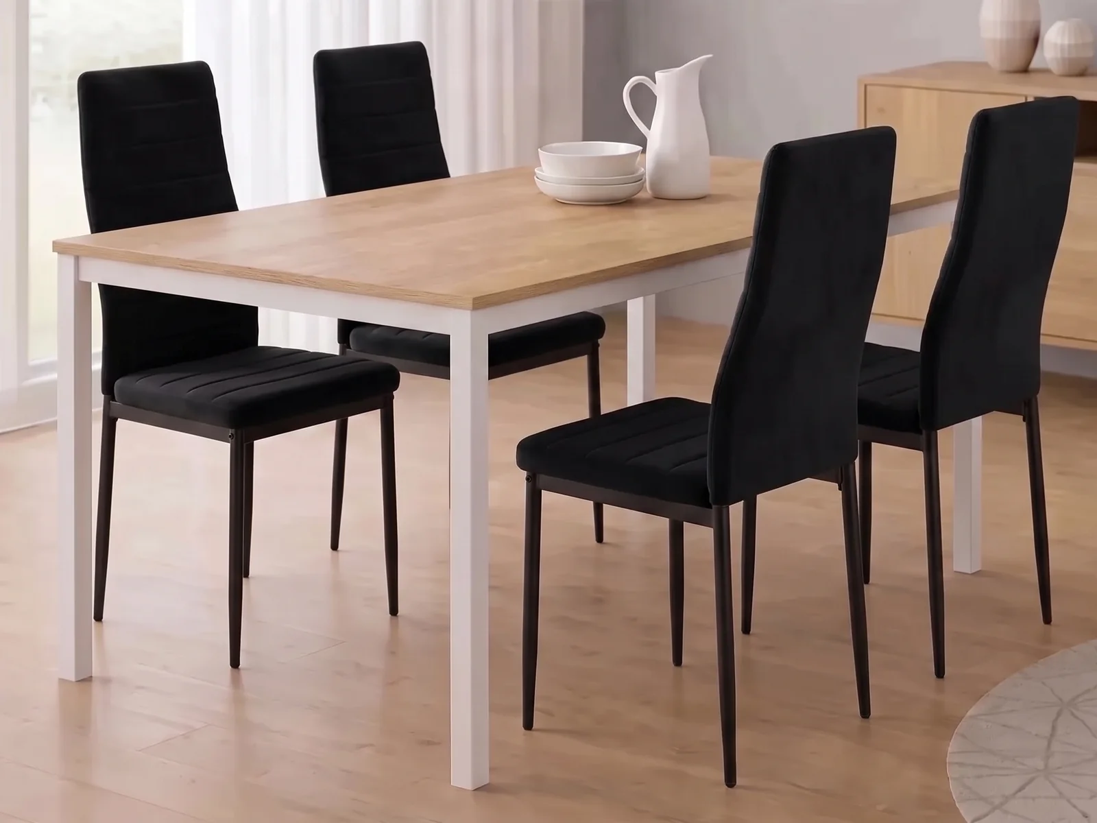 Stół Loft Dąb Sonoma 120x60 + Krzesła AXELL - Czarne