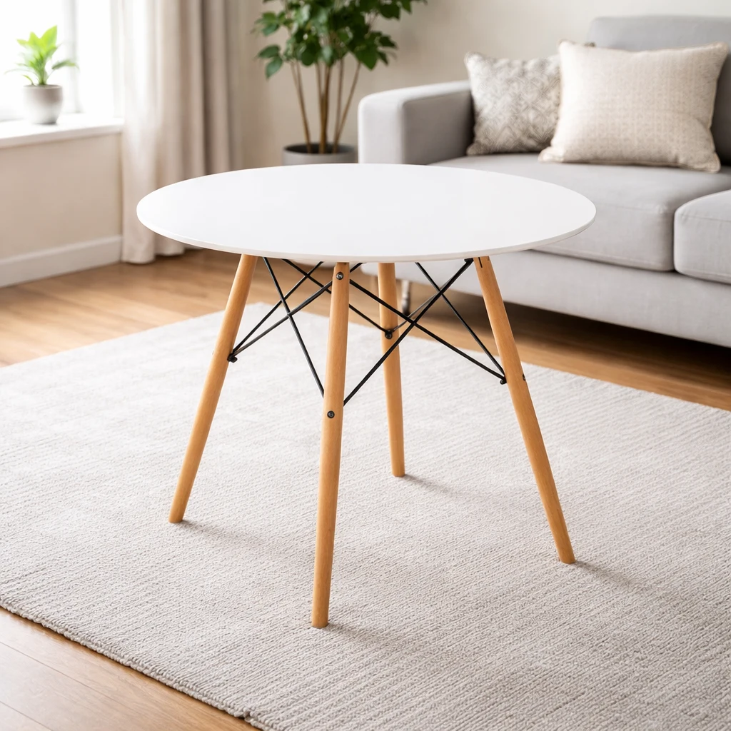 Stół Okrągły Skandynawski 80 cm - Biały