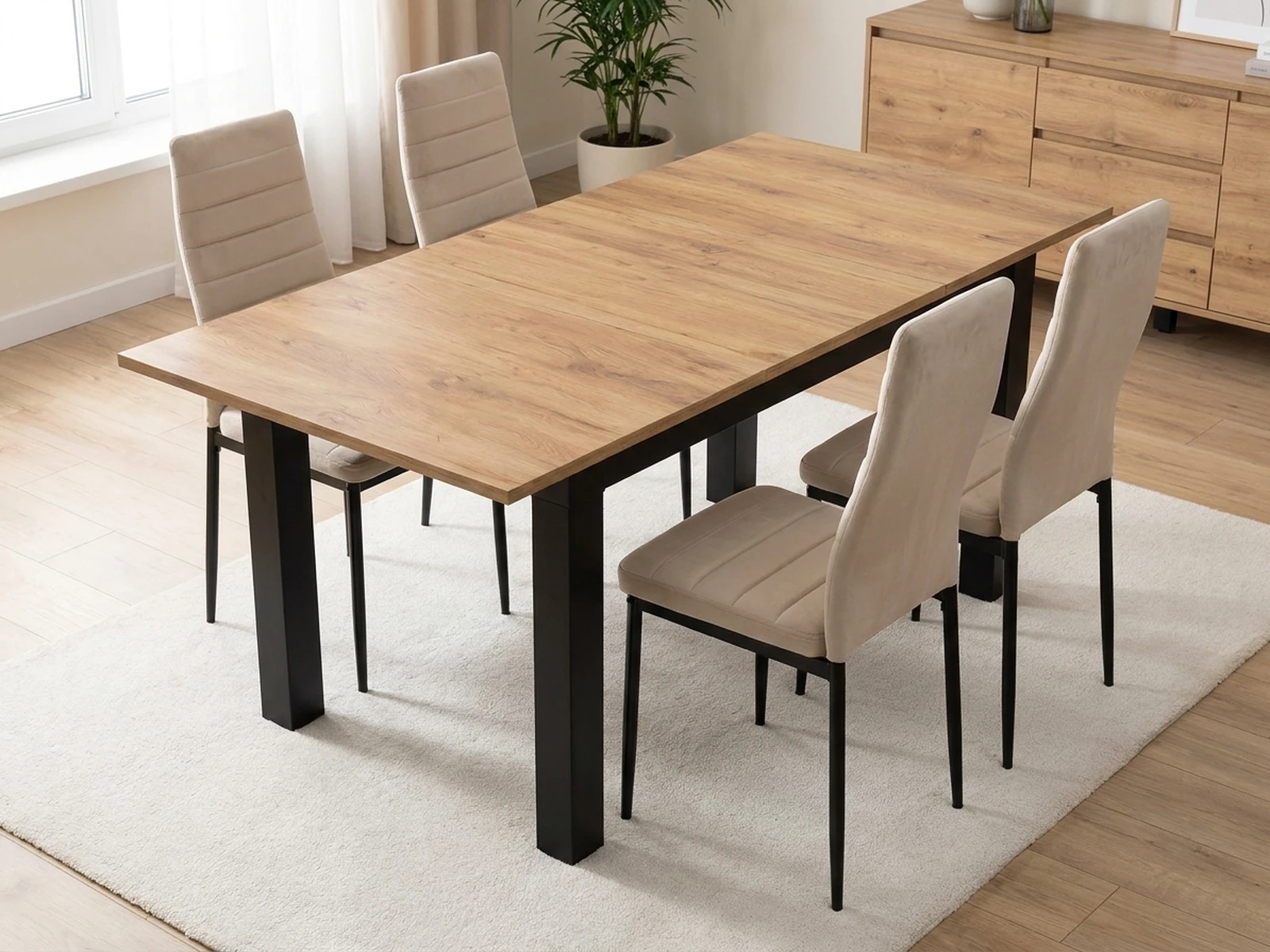Stół Rozkładany Craft 120/160 + Krzesła AXELL - Beżowe