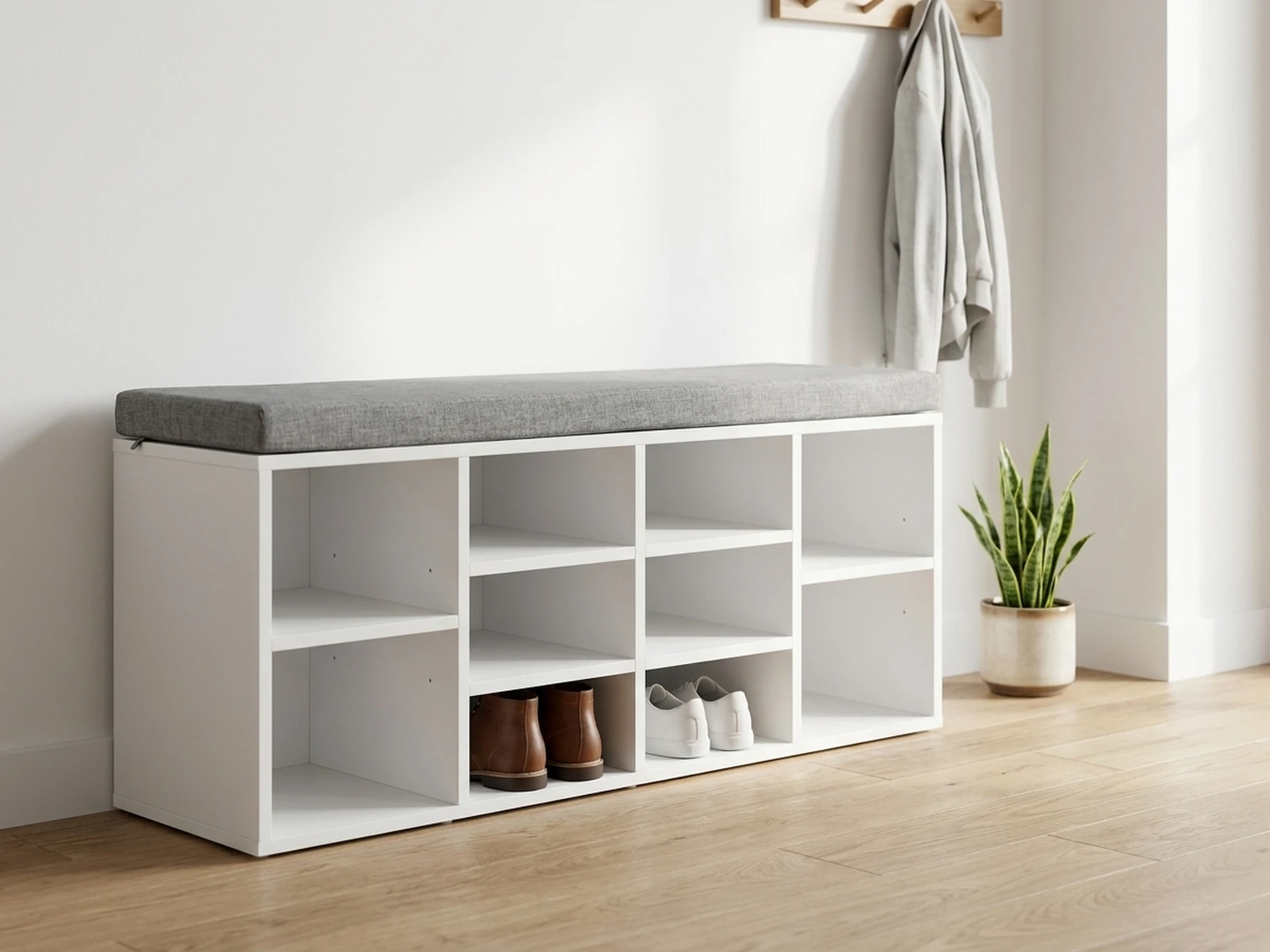 Szafka na buty z siedziskiem 104 cm biała